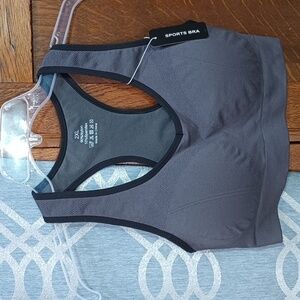 NWT. Charcoal and black racer back sports bra 2X (size runs small)